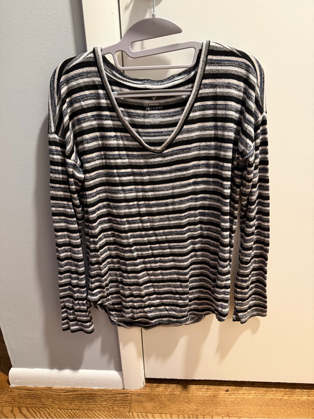 Striped V-Neck Long Sleeve Sweater